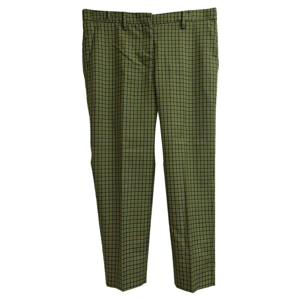 Miu Miu Check Trousers in Green Wool